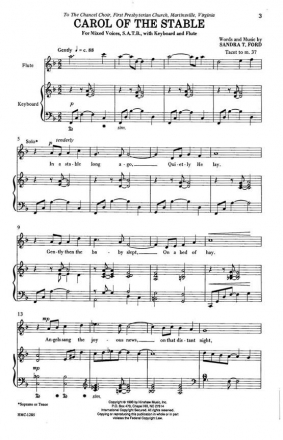 Sandra T. Ford, Carol Of The Stable SATB and Keyboard Chorpartitur