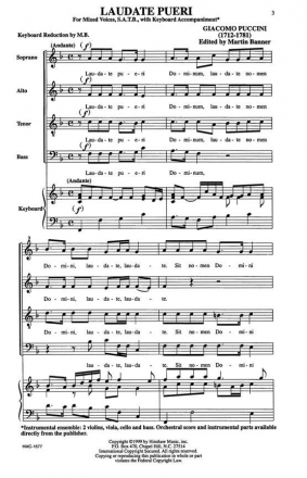 Giacomo Puccini, Laudate Pueri SATB and Keyboard Chorpartitur