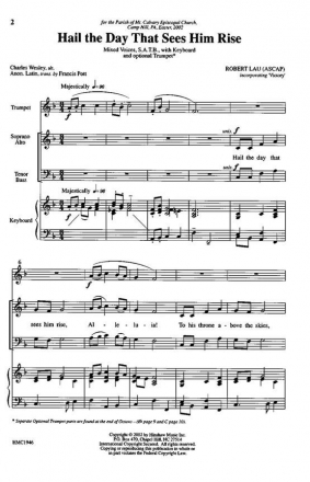 Hail The Day That Sees Him Rise SATB, Keyboard and Optional Trumpet Chorpartitur