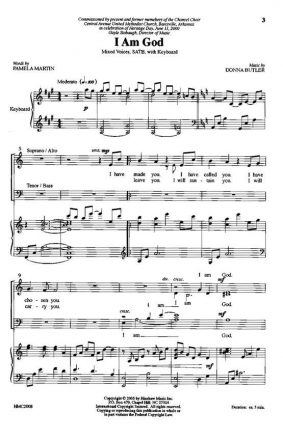 Donna Butler, I Am God SATB and Keyboard Chorpartitur