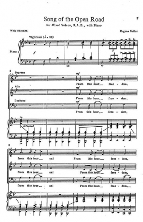 Eugene Butler, Song Of The Open Road SAB, Piano Chorpartitur