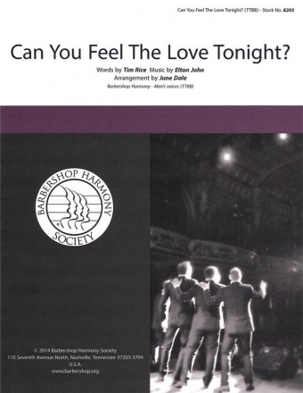 Can You Feel the Love Tonight? TTBB a Cappella Chorpartitur