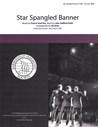 The Star-Spangled Banner TTBB a Cappella Chorpartitur