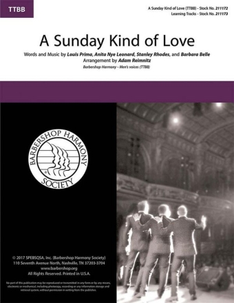 Anita Nye Leonard_Louis Prima_Stanley Rhodes, A Sunday Kind of Love TTBB a Cappella Chorpartitur