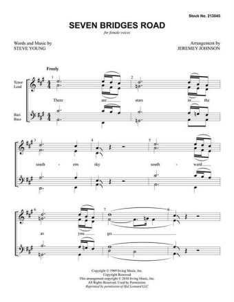 Stephen T. Young, Seven Bridges Road SSAA a Cappella Chorpartitur