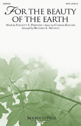 Conrad Kocher, For the Beauty of the Earth SATB Chorpartitur