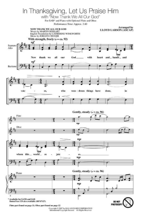 In Thanksgiving, Let Us Praise Him SAB Chorpartitur