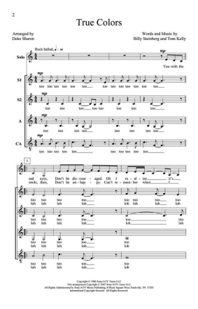 Billy Steinberg_Tom Kelly, True Colors SSAA a Cappella Chorpartitur