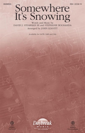 Stephanie Boosahda_David J. Stearman III, Somewhere It's Snowing SSA Chorpartitur