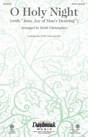 O Holy Night for mixed choir and piano choral score