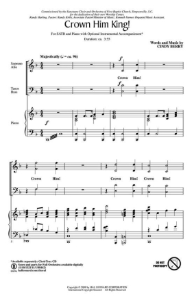Cindy Berry, Crown Him King! Orchestra Stimmen-Set