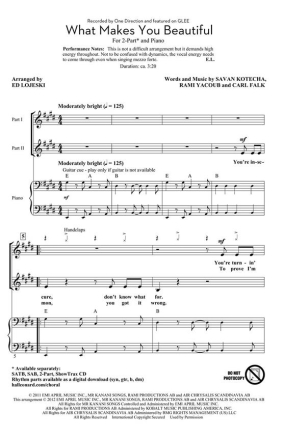 Carl Falk_Rami Yacoub_Savan Kotecha, What Makes You Beautiful 2-Part Choir Chorpartitur