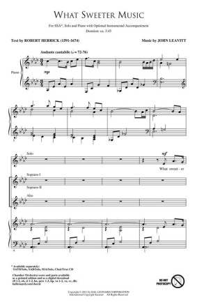 John Leavitt_Robert Herrick, What Sweeter Music SOP. I/II / ALTO / SOLO Chorpartitur