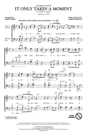 Jerry Herman, It Only Takes a Moment TTBB a Cappella Chorpartitur