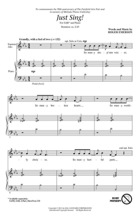 Roger Emerson, Just Sing! SAB Chorpartitur