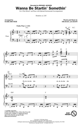 Wanna Be Startin' Somethin' 3-Part Choir Chorpartitur