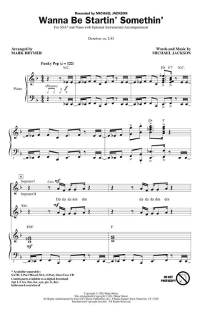 Wanna Be Startin' Somethin' SSA Chorpartitur
