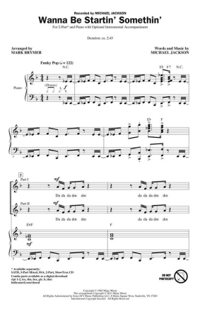 Wanna Be Startin' Somethin' 2-Part Choir and Piano Chorpartitur
