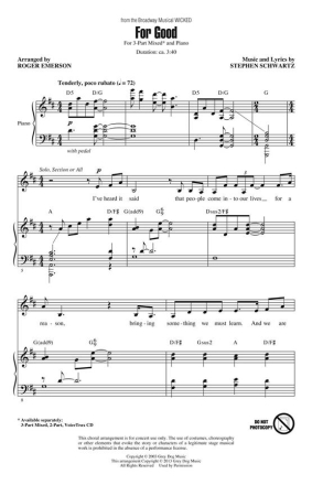 Stephen Schwartz, For Good Chor CD