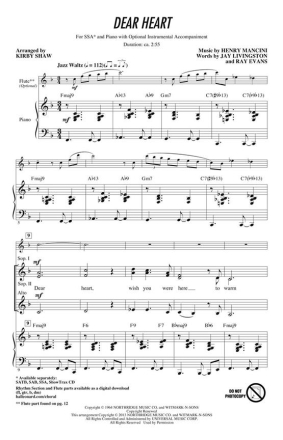 Henry Mancini_Jay Livingston_Ray Evans, Dear Heart SSA Chorpartitur