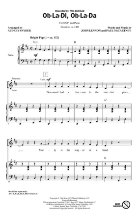 John Lennon_Paul McCartney, Ob-La-Di, Ob-La-Da SAB Chorpartitur