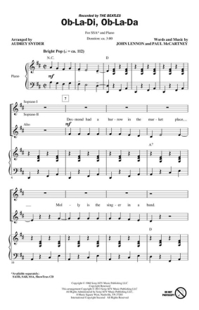 John Lennon_Paul McCartney, Ob-La-Di, Ob-La-Da SSA Chorpartitur