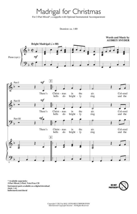Audrey Snyder, Madrigal for Christmas Chor CD