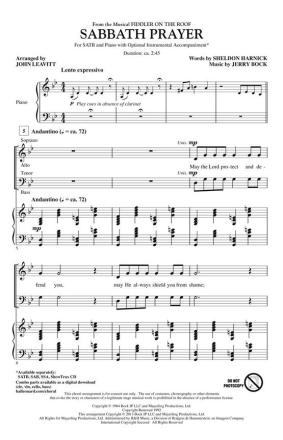Jerry Bock, Sabbath Prayer - from Fiddler on the Roof ShowTrax Chor CD