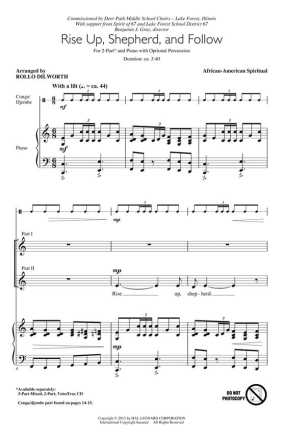 African-American Spiritual, Rise Up, Shepherd, and Follow 2-Part Choir Chorpartitur