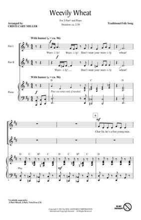 Weevily Wheat 2-Part Choir Chorpartitur