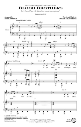Ingrid Michaelson, Blood Brothers 2-Part Choir and Piano Chorpartitur