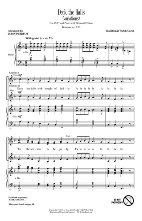 Traditional, Deck the Halls SSA Chorpartitur