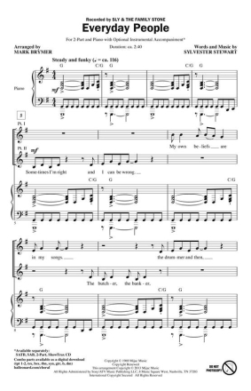 Everyday People 2-Part Choir and Piano Chorpartitur