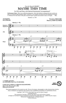 Fred Ebb, Maybe This Time - from Cabaret ShowTrax CD Chor CD