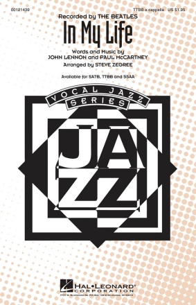 In My Life for male choir TTBB a Cappella choral score