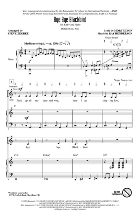 Bye Bye Blackbird SAB Chorpartitur