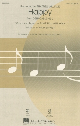 Happy from 'Despicable Me 2' for 2-part choir and piano choral score