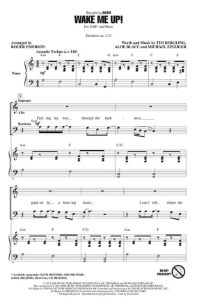Wake Me Up! SAB Chorpartitur