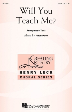 Allen Pote, Will You Teach Me? 3-Part Choir Chorpartitur