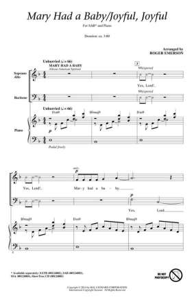 Mary Had a Baby/Joyful, Joyful SAB Chorpartitur