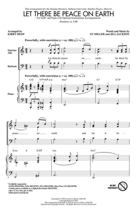 Jill Jackson, Let There Be Peace on Earth SAB Chorpartitur