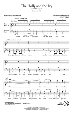 Traditional, The Holly and the Ivy TTBB a Cappella Chorpartitur