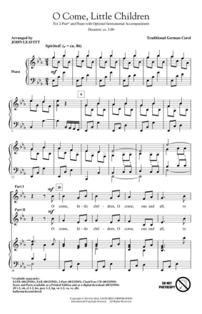 O Come, Little Children 2-Part Choir Chorpartitur