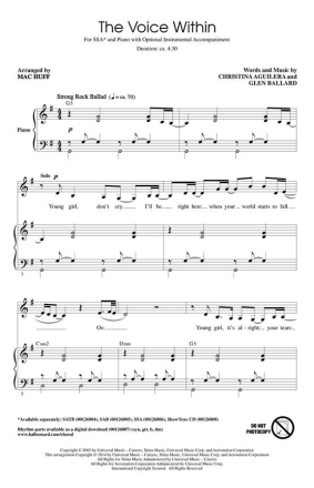 Christina Aguilera, The Voice Within SSA Chorpartitur