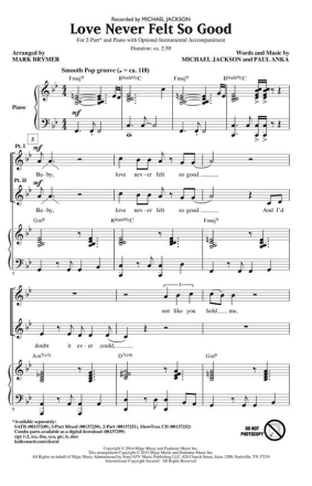 Love Never Felt So Good 2-Part Choir Chorpartitur