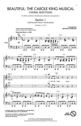 Beautiful: The Carole King Musical SSA Chorpartitur
