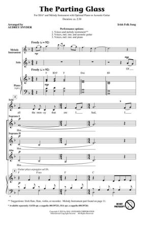 The Parting Glass SSA opt. a Cappella Chorpartitur