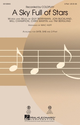 A Sky full of Stars fpr 2-part choir and piano choral score