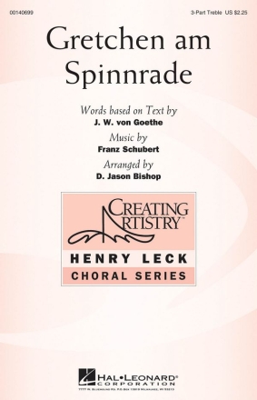Franz Schubert, Gretchen am Spinnrade for 3 part treble voices and piano choral score
