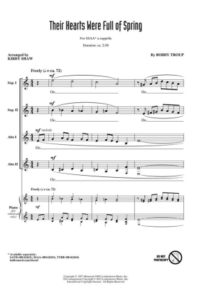 Bobby Troup, Their Hearts Were Full of Spring SSAA a Cappella Chorpartitur